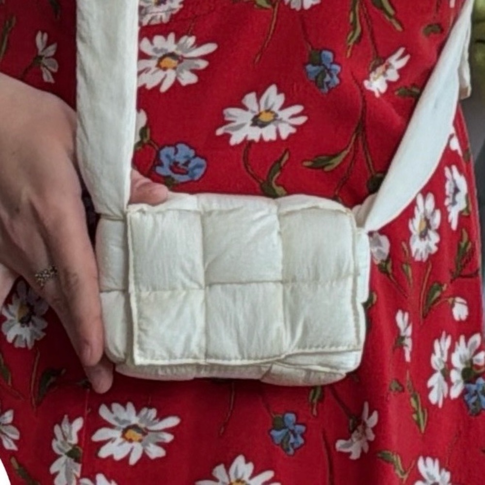 Bottega Veneta White Quilted Crossbody